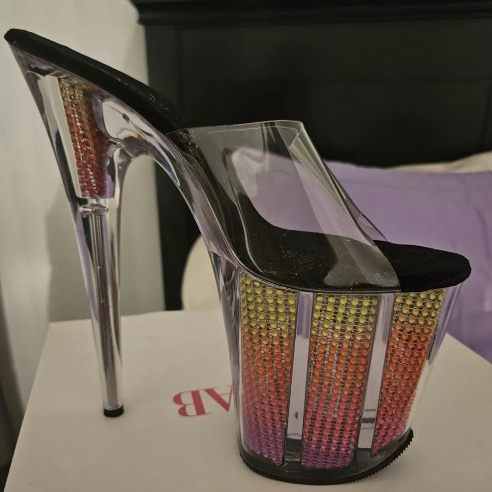 Pleaser Black and Multicolor Platform Heels